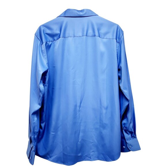 Shield-X Flex Blue Long Sleeve ButtonUp Shirt Silk Size L Design In Italy Mens - Picture 2 of 11